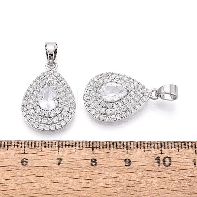 Brass Pave Clear Cubic Zirconia Pendants KK-T081-05P-1