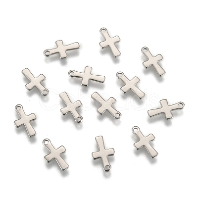 Tarnish Resistant Stainless Steel Tiny Cross Charms STAS-Q168-07-1