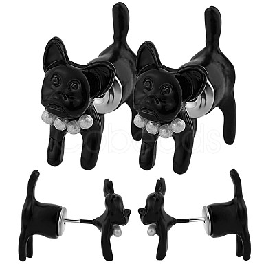 Alloy Cartoon Dog Front Back Stud Earrings JE913A-1