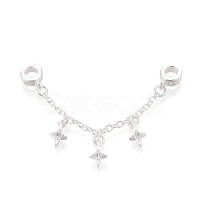 925 Sterling Silver Micro Pave Clear Cubic Zirconia Chain Extenders STER-N016-54S-1