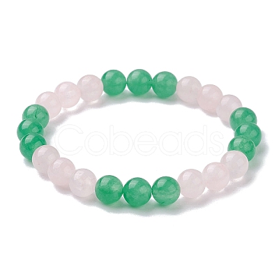 5Pcs 5 Colors Dyed Natural Malaysia Jade Round Beaded Stretch Bracelets Set BJEW-JB10140-1