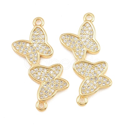 Brass Micro Pave Clear Cubic Zirconia Connector Charms CU-CBA908F-04G-06-1