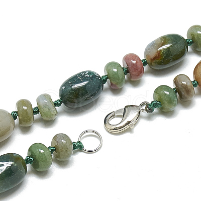Natural Indian Agate Beaded Necklaces NJEW-S390-12-1