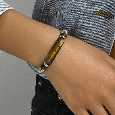 Natural Tiger Eye Beads Link Bracelets YW5979-2-1