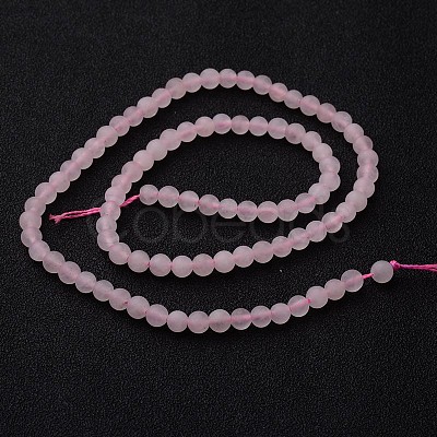 Frosted Round Natural Rose Quartz Bead Strands G-J346-06-4mm-1