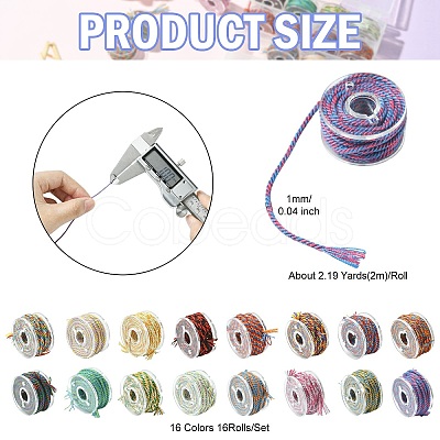 16 Rolls 16 Colors Hand Rubbed Cotton Thread Sets ST-CJ0042-001-1