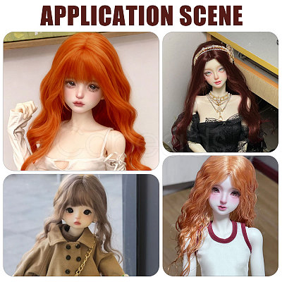 4Pcs 4 Colors High Temperature Fiber Long Flat Curly Hairstyle Doll Wig Hair DOLL-GL0001-04B-1