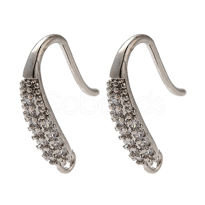 Rack Plating Brass Micro Pave Clear Cubic Zirconia Earring Hooks KK-A231-02P-1