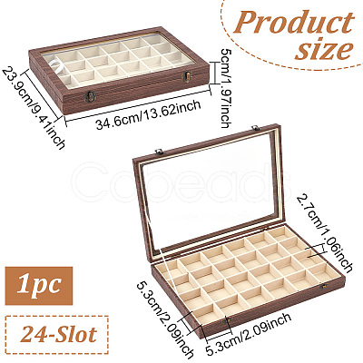 24-Slot Rectangle Wood Grain Imitation Leather Pendant Necklace Jewelry Storage Presentation Boxes CON-WH0095-33C-1