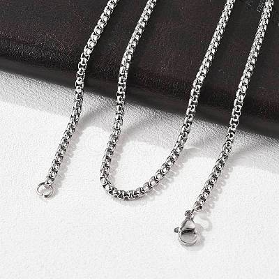 Tarnish Resistant 304 Stainless Steel Venetian Chain Box Chain Necklace Making X-STAS-A028-N031P-A-1