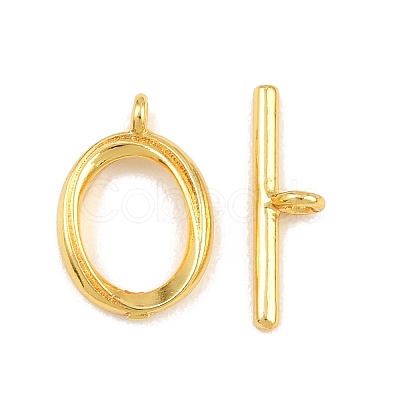 Oval Brass Toggle Clasps KK-G548-35G-1