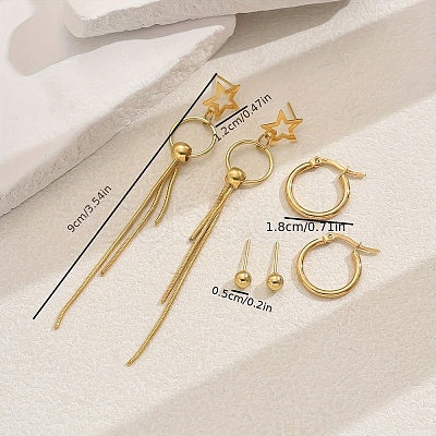 Stainless Steel Star Tassel Earrings Sets OV1980-2-1