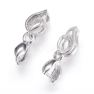 Long-Lasting Plated Brass Micro Pave Cubic Zirconia Ice Pick Pinch Bails X-ZIRC-F063-03P-1