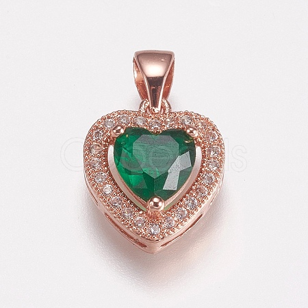 Brass Micro Pave Cubic Zirconia Charms ZIRC-E143-58C-RG-1