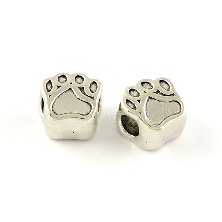 Dog Paw Prints Tibetan Style Alloy European Bead Enamel Settings TIBEP-S293-067AS-LF-1