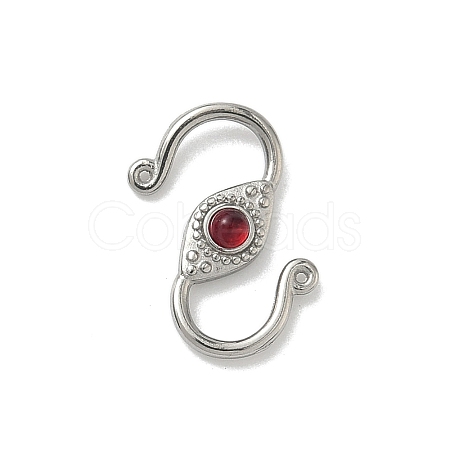 304 Stainless Steel Rhinestone S-Hook Clasps STAS-G373-05P-1