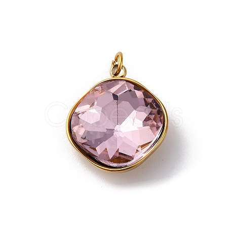 High Polished 316 Stainless Steel Faceted Glass Pendants STAS-K258-47G-05-1