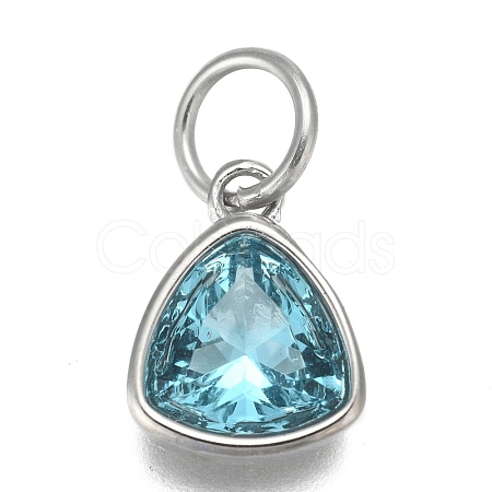 304 Stainless Steel Cubic Zirconia Pendant ZIRC-P080-B03-1