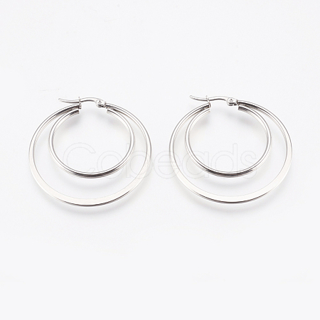 Tarnish Resistant 201 Stainless Steel Hoop Earrings EJEW-I213-B-02P-1