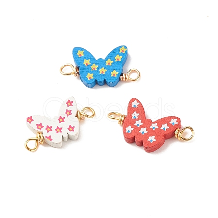 Spray Painted Wood Connector Charms PALLOY-JF01427-08-1