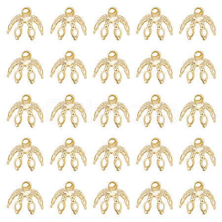 60Pcs Brass Bead Cap Pendant Bails KK-HY0003-04-1