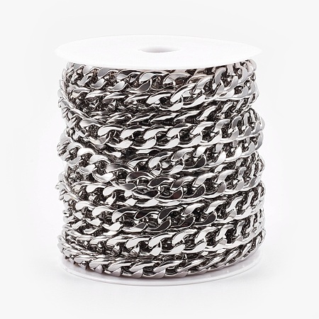 Tarnish Resistant 304 Stainless Steel Cuban Link Chains CHS-E013-17B-1