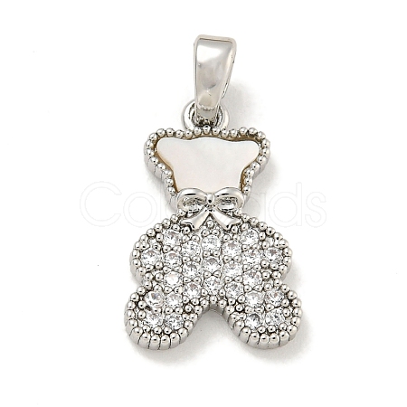 Brass Micro Pave Clear Cubic Zirconia Pendants KK-P275-18P-1