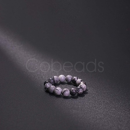 Natural Banded Agate Stretchy Finger Rings FS-WG01730-32-1