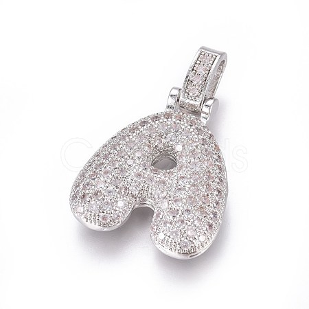 Platinum Plated Brass Micro Pave Cubic Zirconia Pendants ZIRC-L075-52A-P-1