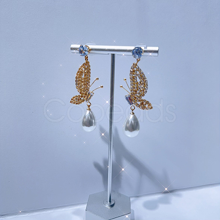 Fashionable luxury Clear Cubic Zirconia & Rhinestone Butterfly Stud Earrings KY8568-1-1