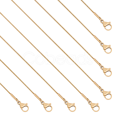 8Pcs 0.9MM 304 Stainless Steel Snake Chain Necklaces STAS-PH0006-90-1