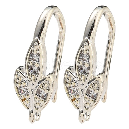 Brass Micro Pave Clear Cubic Zirconia Earring Hooks KK-R149-19S-1