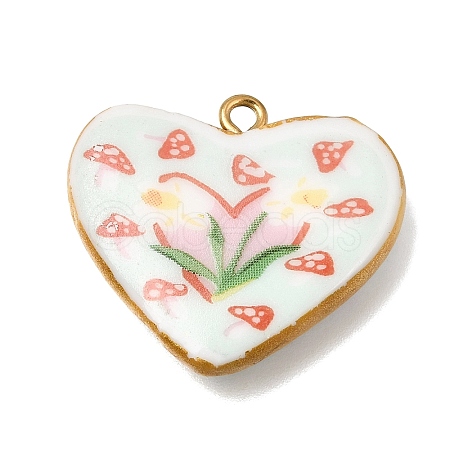 Handmade Porcelain & 304 Stainless Steel Pendants STAS-Z207-02G-01-1
