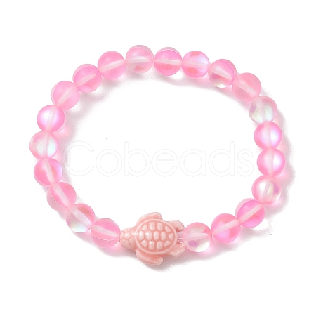 8mm Round Dyed Synthetic Moonstone Beaded Stretch Bracelets BJEW-JB10308-01-1