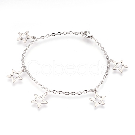 Tarnish Resistant 304 Stainless Steel Charm Bracelets BJEW-G596-13P-1