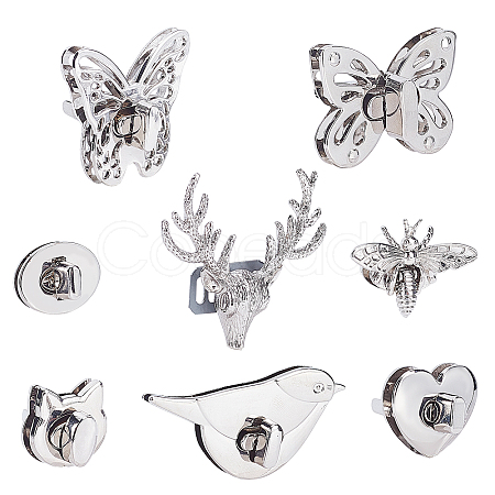 8 Sets 8 Styles Zinc Alloy Bag Twist Lock Accessories FIND-PH0002-23P-1