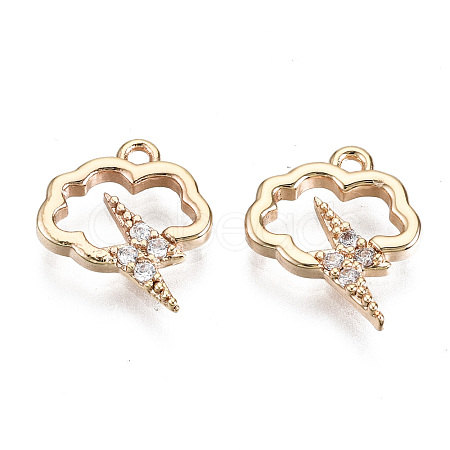 Brass Micro Pave Clear Cubic Zirconia Charms KK-T056-57G-NF-1