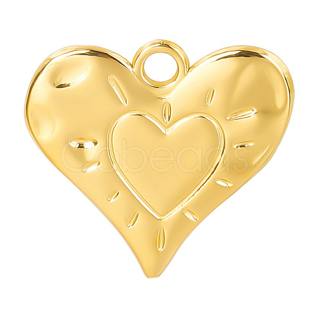 304 Stainless Steel Heart Pendants FIND-PW0011-042G-1