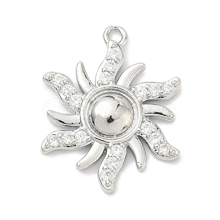 Brass Micro Pave Clear Cubic Zirconia Pendants KK-G548-01B-P-1
