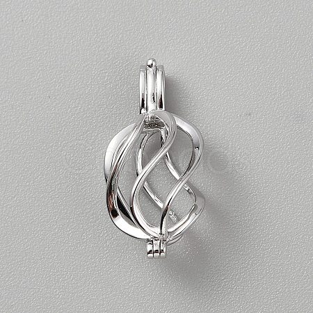925 Sterling Silver Bead Cage Pendants STER-WH0004-057-1