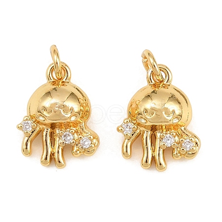 Brass Micro Pave Clear Cubic Zirconia Charms KK-Q085-03A-G-1
