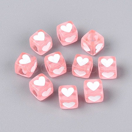 Spray Painted Transparent Acrylic Beads OACR-N140-02E-1