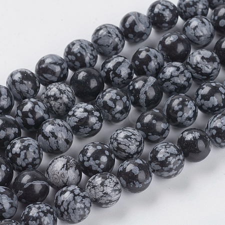 Natural Snowflake Obsidian Beads Strands G-G515-10mm-01-1