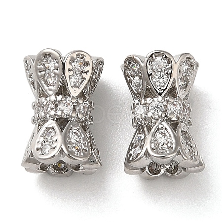 Brass Micro Pave Cubic Zirconia Beads KK-P239-32P-1