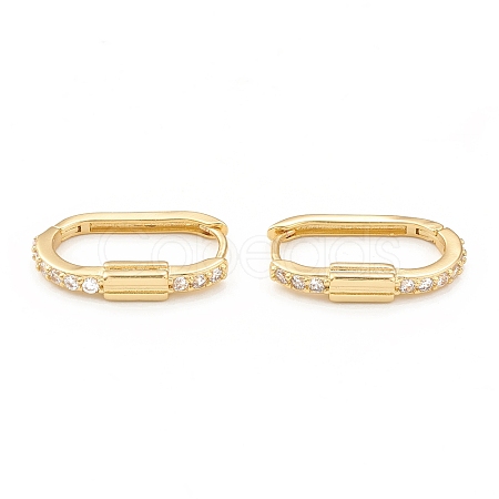 Clear Cubic Zirconia Oval Hoop Earrings EJEW-L231-68G-1
