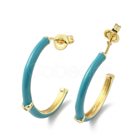 Real 18K Gold Plated Brass Ring Stud Earrings EJEW-L268-014G-05-1