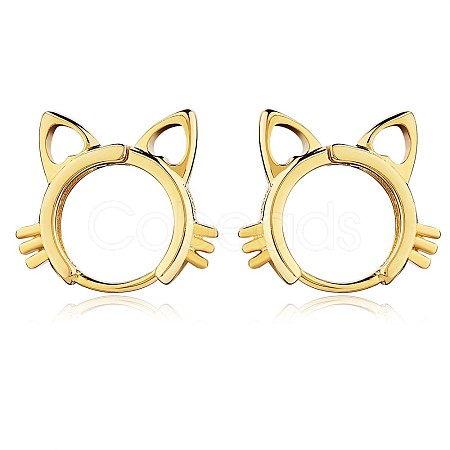 Women Cat Brass Leverback Earrings JE965B-1