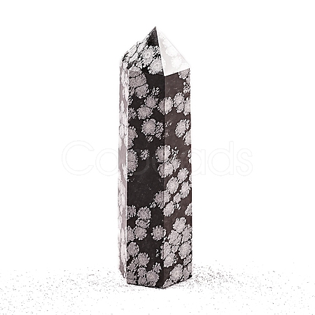 Point Tower Natural Snowflake Obsidian Home Display Decoration PW-WG04107-52-1