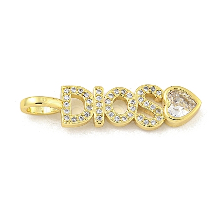 Word DIOS Rack Plating Brass Micro Pave Clear Cubic Zirconia Pendants KK-Z053-11G-02-1