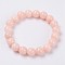 Natural Yellow Jade Beaded Stretch Bracelet, Dyed, Round, PeachPuff, 2 inch(5cm), Beads:  6mm